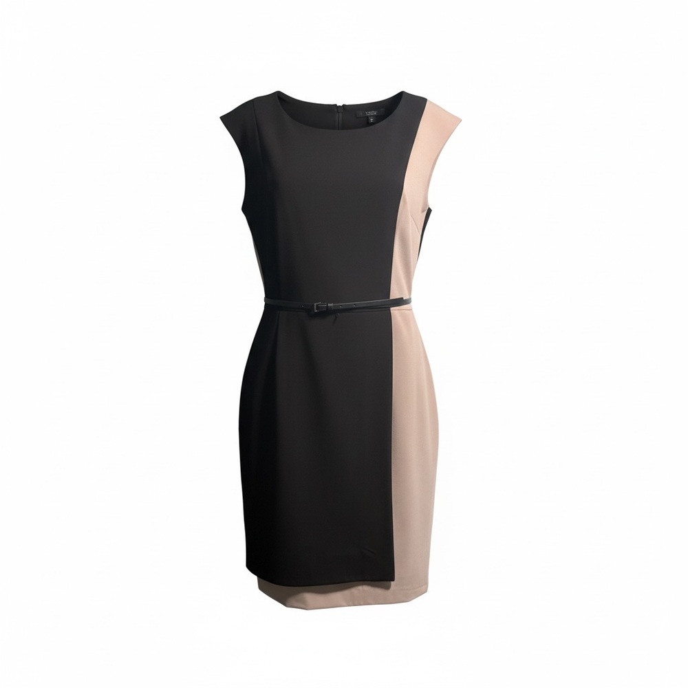 Calvin Klein Colorblock Sheath Dress w/ Belt Black Size 12 - Picture 1 of 9
